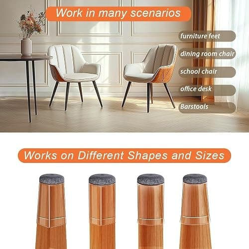 GICUNK 32Pcs Chair Leg Floor Protectors, Transparent Silicone Chair Leg Caps With Felt Pads, Floor Protectors For Furniture Legs For Hardwood/Tile Floors(Extra Small Fit:13-22.9mm) thumbnail 4