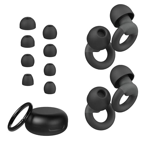 JUSTRVN Ear Plugs for Sleeping, 2 Pairs of Reusable Earplugs for Noise Reduction 25dB-30dB with 8 Ear Tips, Soft Hearing Protection Ear Plugs for Concert,Noise Sensitivity, Study & Work, Black - Image 1