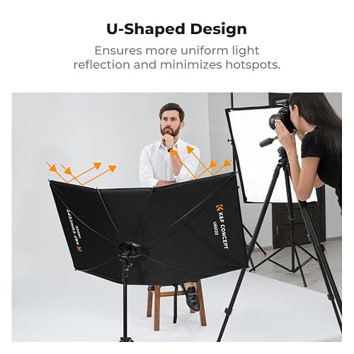 K&F CONCEPT Clamshell Light Reflector Diffuser with Carrying Bag, 47"x25"/120x65cm Photography Curved Lighting Reflector for Photo Studio Photography, Black/White/Gold/Silver Colors thumbnail 3
