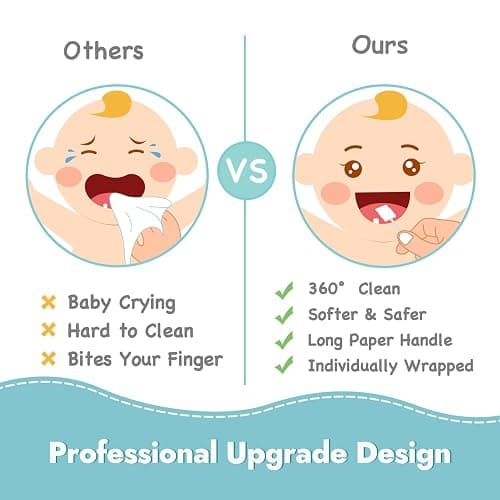 Papablic Baby Tongue Cleaner, Baby Oral Cleaner, Disposable Infant Mouth Cleaner Newborn, Upgrade Gum Cleaner with Paper Handle or Infants Ages 0-2 Years, 40 Pack thumbnail 4