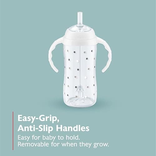 NUK Learner Straw Cup, 10oz, 2-Pack - Toddler Sippy Cup with Soft Straw for Easy Drinking, Suitable for Ages 8 Months and Up, Timeless Collection thumbnail 3