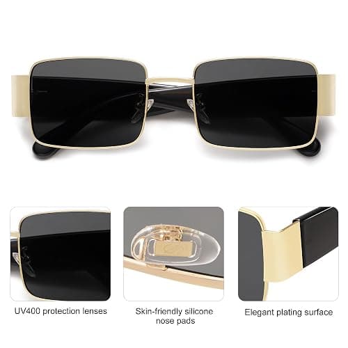 SOJOS Retro Fashion Rectangle Sunglasses Womens Mens Vintage Trendy Square Shades SJ1162 thumbnail 3