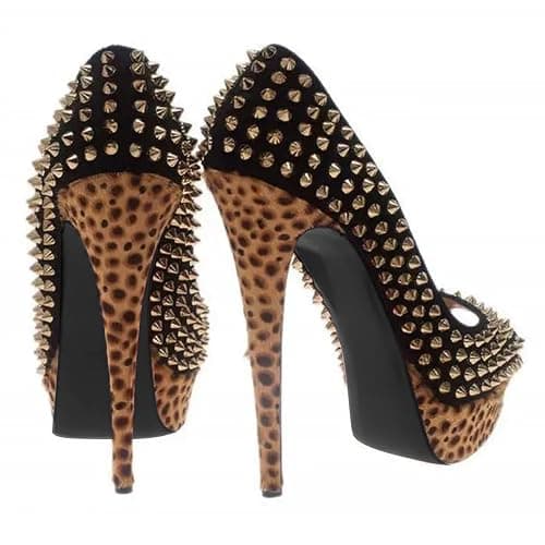 FSJ Women Classic Rivets Platform Heel Peep Toe Pumps High Stiletto Heel Slip On Studded Sexy Wedding Party Dance Shoes Size 4-16 US thumbnail 5