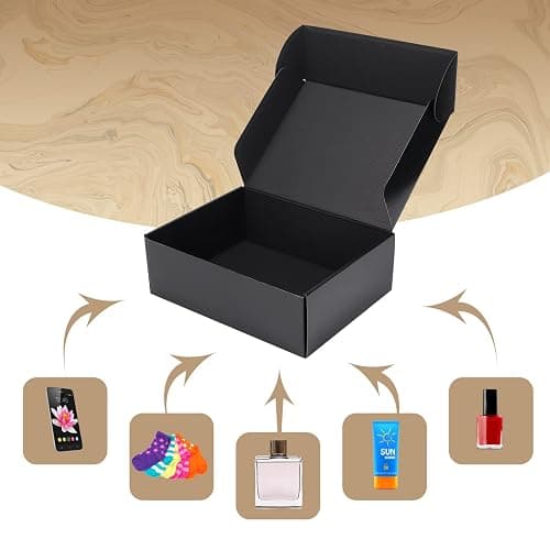 ZBEIVAN 12x9x4 Black Small Shipping Boxes, 20 Packs Corrugated Cardboard Mailer Boxes for Packaging Small Business Mailing Gifts Wrap Boxes with Lids thumbnail 6