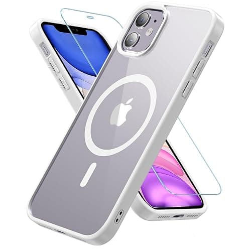 ottpluscase for iPhone 11 case, iPhone 11 Phone case for MagSafe with Screen Protector, Military-Grade Protection, Transparent Back Hybrid Magnetic Slim Phone Cover for iPhone 11 6.1", White - Image 1