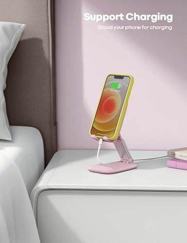 Lamicall Pink Phone Holder, Desk Accessories - Rose Gold Pink Office Cell Phone Holder, Desktop, Office Desks Accessories, Desk Decor for Women, for iPhone, 4-8'' Phone thumbnail 3