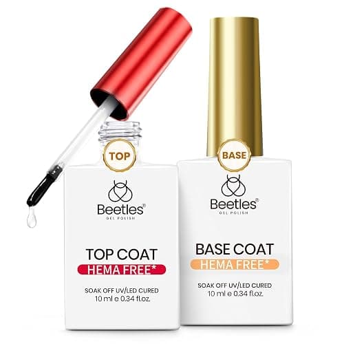 Beetles Gel Base and Top Coat Set HEMA & TPO Free No Wipe Top Coat | Soak-Off UV LED Gel Polish Foundation Kit for Long-Lasting High-Gloss Manicure - Image 1