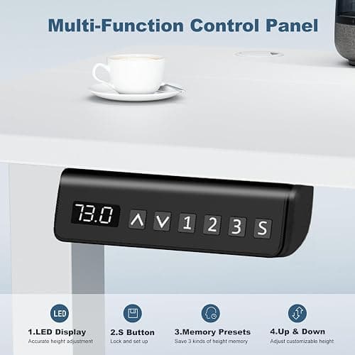DUMOS 40 Inch Electric Standing Desk Height Adjustable, Sit to Stand Up Computer Workstations Work PC Table Home Office Study Writing Gaming Desks with Memory Presets for Walking Pad, Bedroom, White thumbnail 6