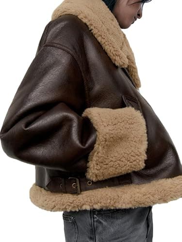 LY VAREY LIN Women Faux Leather Jacket with Faux Fur Lining Warm Winter Biker Coat thumbnail 4