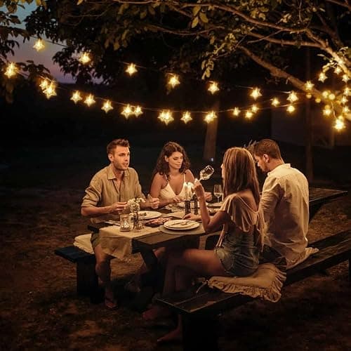 Minetom 33ft Plug in Star String Lights with Remote and Timer | 33ft Durable Wire, 100 LED Star Bulbs, Warm White Glow, Adjustable Brightness, Waterproof for Bedroom Porch Tent Indoor Décor thumbnail 8