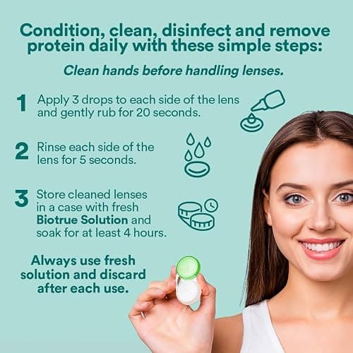Biotrue Contact Solution, Multi-Purpose Solution with Lens Case, Cleans, Conditions, Hydrates, Disinfects, Removes Protein, Dirt & Debris, Contact Lens Cleaner & Storage, 10 Fl Oz (Pack of 2) thumbnail 5