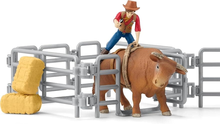 Schleich Farm World - 42PC Rodeo Playset with Animal and Rider Figurines - Cowboy and Cowgirl Action Figures with Cattle and Horse Toys - Western Riding Screen-Free Toys - Kids Ages 3+ | 42679 thumbnail 8
