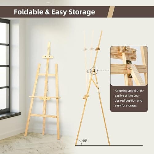 Stuelloaf Adjustable Wooden Painting Easel, Art Easel Stand Hold up to 43'', Painting Canvas for Wedding Sign and Poster, Drawing for Adults, Begginners and Students thumbnail 4
