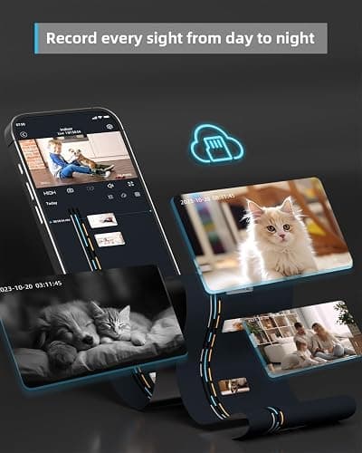 Security Camera 2K, blurams Baby Monitor Dog Camera 360-degree for Home Security w/Smart Motion Tracking, Phone App, IR Night Vision, Siren, Works with Alexa & Google Assistant & IFTTT, 2-Way Audio thumbnail 8