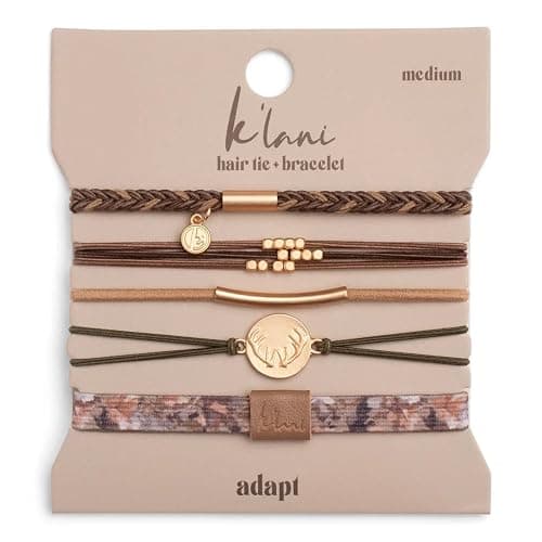 K'lani Adapt Hair Tie Bracelets - Elastic Ponytail Holder - Medium | Doubles as stylish jewelry; strong-hold ponytail holder; gift for birthdays, Mother's Day & graduation; set of 5 - Image 1