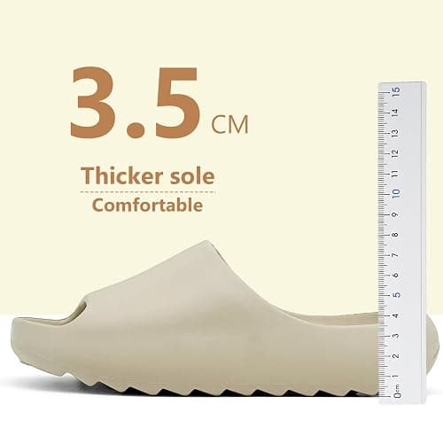 xinlanlin Kids Cloud Slides Slippers For Girls Boys,Pillow House Slippers Non-Slip Super Soft Quick Drying Shower Cushioned Slides Bathroom Thick Sole Sandals Indoor Outdoor Slippers - C-khaki-1 - 3.5-4 Big Kid thumbnail 5
