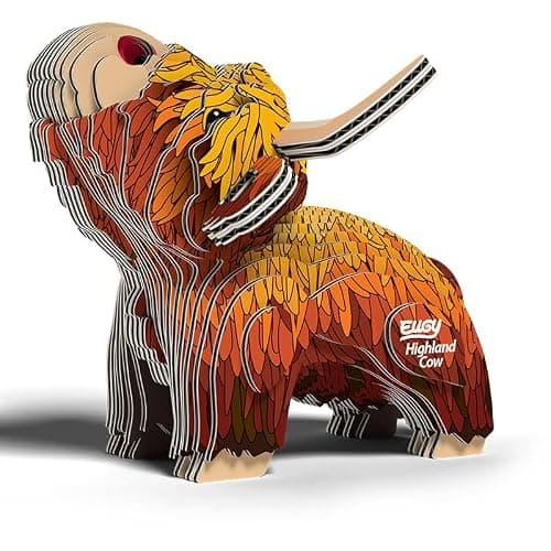 Eugy Highland Cow 3D Puzzle - 34 Piece Eco-Friendly Educational Toy Puzzle for Boys, Girls & Kids Ages 6+ thumbnail 5