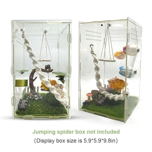 2 Pack Jumping Spider Rope Bridge Swings, Natural Cotton Rope Handmade Magnetic Mounting Jumping Spider Accessories for Medium Jumping Spider Enclosure thumbnail 6