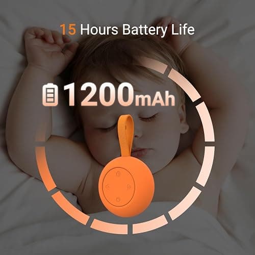 Portable Baby Sound Machine & Essentials for Babies & Kids-Orange | White Noise Machine[Timer Function][20 Soothing Sounds][15 Hours Battery Life]Travel,Registry,Gifts,Clips on Baby Stroller thumbnail 3
