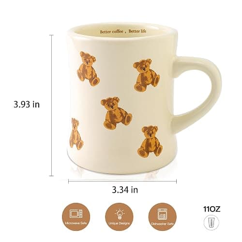 HAOW Charming Teddy Bear Coffee Mug - Adorable Gift for Kids and Adults - Cute Ceramic Cup for Home, Office - Perfect for Animal Lovers, Teachers, Parents - Fun Drinkware for All Beverages-11OZ thumbnail 3