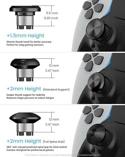 CHARM FOCUS Metal Thumbsticks for PS5 Edge Controller, Analog Thumb Sticks Caps Replacement Kit for PS5 Dual Sense Edge Stick Module, 6 Joysticks, Black thumbnail 2
