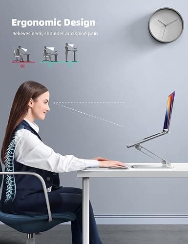 Lamicall Adjustable Laptop Stand, Portable Laptop Riser, Aluminum Laptop Stand for Desk Foldable, Ergonomic Computer Notebook Holder for MacBook Air Pro HP, Office Desk Accessories (10-17.3'')- Silver thumbnail 2