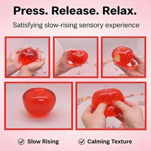 Apple Squishy, Slow Rising Stress Relief, 2026 New Realistic Dragon Fruit Strawberry Apple Shaped Squeezes Balls, Soft Cute Fruit Anxiety Relief Dough Decompression Gift thumbnail 4