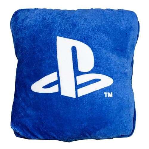 Paladone PlayStation 2-in-1 Cushion Blanket - Officially Licensed Travel Blanket, Foldable Soft Fluffy Throw, Compact Design for Gaming Room or Bedroom Decor - Image 1
