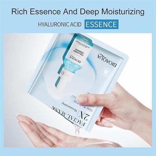 JORUN 12 Pcs Essence Hydrating Sheet Face Mask Set - Korean Sheet Masks Moisturizing,Anti-Aging, Brightening Face Masks Beauty Multipack - Vegan Face Mask Skincare for All Skin Types thumbnail 4
