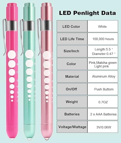 MEUUT 3 Pack Pen Lights for Nurses with 6 Batteries – Medical Penlights Nurse Accessories for Work, Perfect Nursing Student Essentials Medical Supplies for Nurses Doctors EMT Trauma thumbnail 4