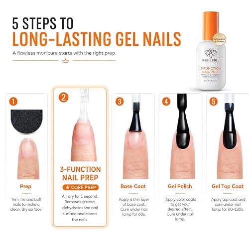 modelones Nail Dehydrator and Primer, 3-in-One HEMA-Free Nourishing Prep | Nail Stuff for Base Coat Acrylic & Gel Nails, Supports Growth thumbnail 8
