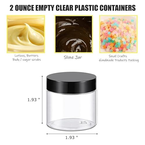 TUZAZO 2 Oz Plastic Containers Small Jars with Lids, 12 Pack | BPA Free, Empty Round Clear, Slime Containers, Cosmetic Containers, For Travel Makeups, Lotions, Salve, Samples thumbnail 3