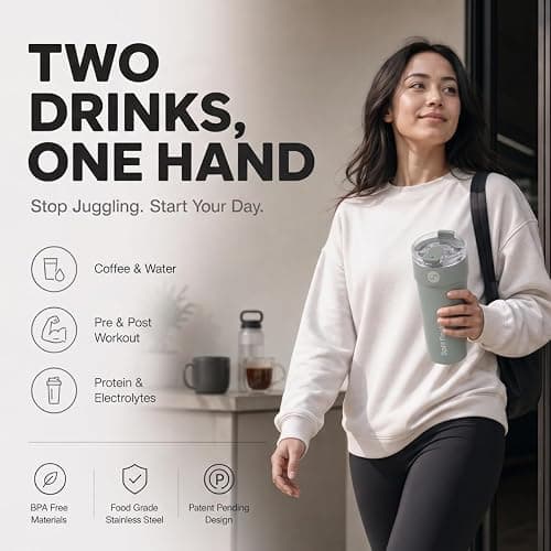 Splitflask Stainless Steel Insulated Tumbler Cup with Straw & Sip Lid – Dual Drink 30oz Travel Mug for Hot & Cold Beverages, Leak-Resistant Coffee & Water Cup for Car, Gym, Work – BPA Free thumbnail 7