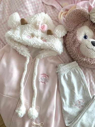 Women Kawaii Zip Up Hoodie Girls Cute Sheep Cartoon Embroidery Harajuku Long Sleeve Hooded Pullover Sweatshirt thumbnail 7