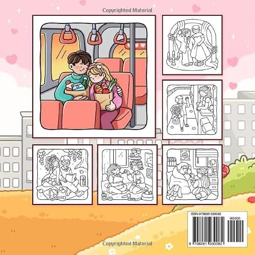 Love Moments: Coloring Book for Adults and Teens with Sweet and Cozy Scenes of Love and Daily Activities for Relaxation and Stress Relief thumbnail 2