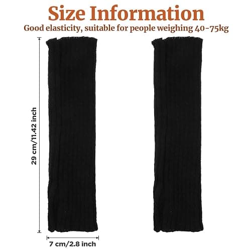 APLZGMG Black Y2K Arm Warmers, Black Long Fingerless Knitted Gloves with Thumb Hole, Harajuku Kawaii Punk Gothic Arm Sleeves for Women & Men, Grunge Accessories for Band Party Halloween Christmas thumbnail 2