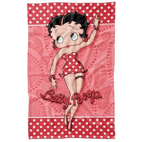 Betty Boop - Paisley & Polka Dots Fleece Blanket 35 x 57in - Image 1