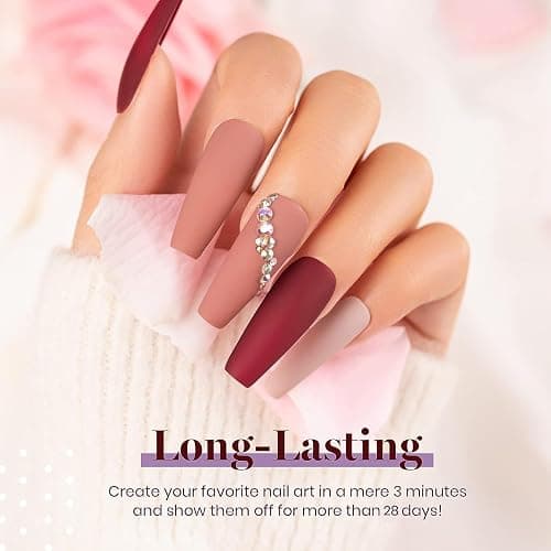 Beetles Winter Gel Nail Polish Set Burgundy Red Gel Nail Polish Soak Off Nail Uv Lamp Gel Nail Kit Nail Art Design Christmas Gifts for Girls thumbnail 4
