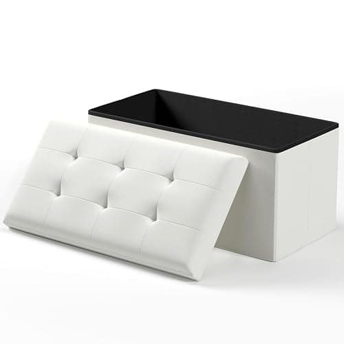 OS MOTOR Folding Storage Ottoman Bench, Multi-Functional Ottoman Foot Rest, End of Bed Bench, Storage Chest for Living Room, Bedroom, Hallway, Entryway, Holds Up to 600 lbs (White, 30 Inches) - Image 1