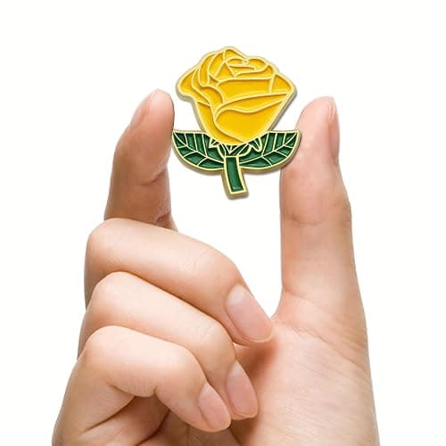 12/50/100Pcs Yellow Rose Pins Bulk 1.2“ -Valentine's Day Flower Enamel Lapel Pin Brooch Badge Gifts For Men Women Clothes Bags Hats thumbnail 4