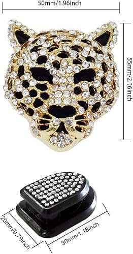 2PCs Golden Bling Leopard Air Freshener Vent Clip Rhinestone Car Decoration Interiors Accessory thumbnail 6