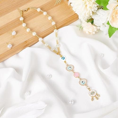 DELORIGIN Evil Eye Car Hanging Ornament Heart Evil Eye Rear View Mirror Car Charm Lanyards Beaded Decor Hanging Accessories Sun Catcher Pendent Decoration for Window Home Door Frame Balcony thumbnail 5