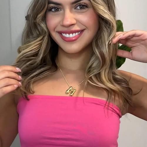 Bheop Bubble Gold Silver Letter Necklace for Women Dainty 14K Gold Plated Balloon Initial Necklaces for Women Trendy Cute Chunky Charm Monogram Pendant Name Necklace Fashion Jewelry Gifts for Teens thumbnail 3
