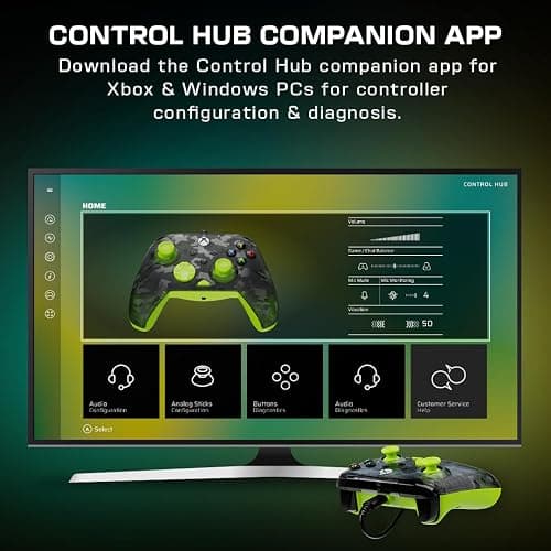 Turtle Beach Rematch Core Wired Gaming Controller Licensed for Xbox & PC | Xbox Series X|S, Xbox One, Audio Controls, Hall-Effect Thumbsticks, Rumble Motors & Impulse Triggers, Ghost Black Camo Yellow thumbnail 4