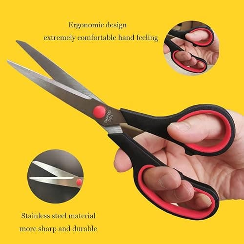 Scissors, Multipurpose office Scissors,8.5 Inch Ultra Sharp Shears, Comfort-Grip Handles Household scissors，Sturdy Sharp Craft Supplies - Pack of 5, Right/Left Hande thumbnail 6