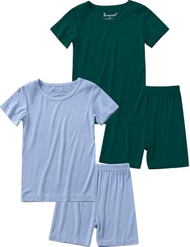 Jimonda Baby Boys Girls Pajama Sets Kid Soft Sleepwear Rayon From Bamboo Sleepwear Short Sleeve 4-Piece Cool Jammies 18M-12Y - Image 1