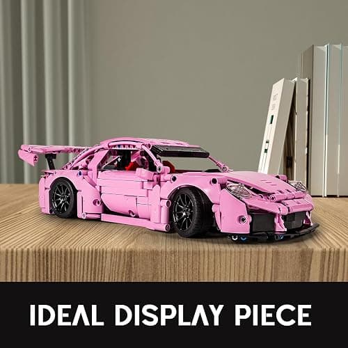 GOTIMON Pink Sports Car Building Blocks Set Toy, Collectible MOC Car Model, Building Blocks for Adults and Kids (1388 PCS) thumbnail 4