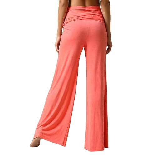 Coral Fold Over Pants Solid Wide Leg Loose Fit Lounge Pants Fold Over Yoga Pant For Women Yoga Sports Everyday 2026 thumbnail 5
