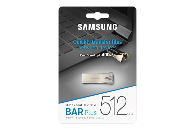 Samsung BAR Plus USB 3.2 Flash Drive, 512GB USB Standard Type-A, Speeds Up to 400MB/s, Portable Storage Memory Stick, Durable Thumb Drive Compatible with USB 3.0/2.0, MUF-512BE3/AM, Champagne Silver thumbnail 9