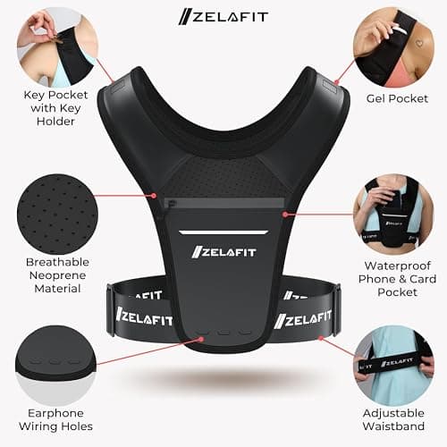 ZelaFit® Running Vest Phone Holder – Running Vest Women & Mens – Adjustable Reflective Running Phone Holder – Ultra-Lightweight Running Bag & Backpack Alternative – Waterproof Phone Pouch & Key Holder thumbnail 2